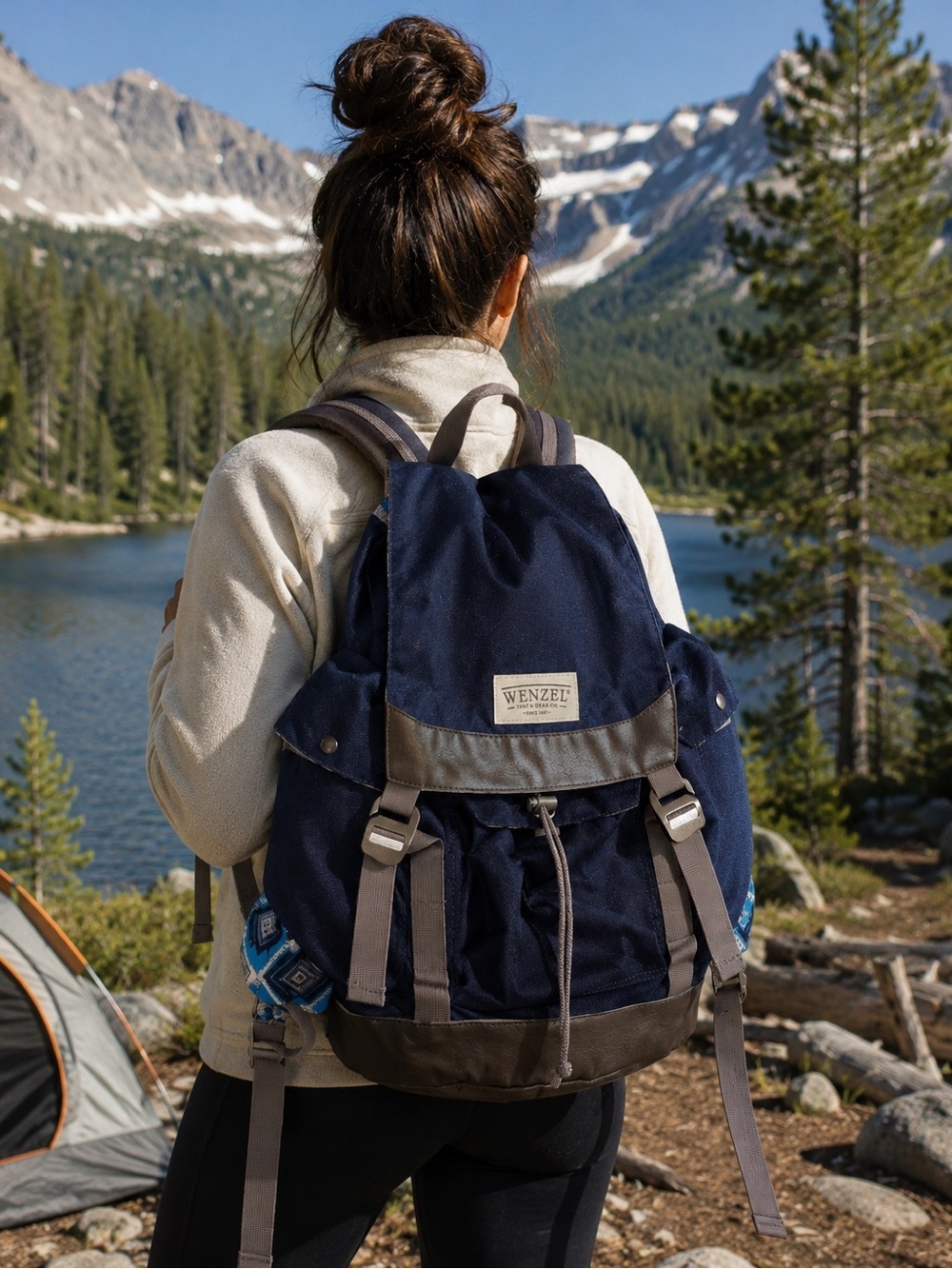 Wenzel Navy Blue Camping Hiking Backpack Outdoor Travel Daypack Bag